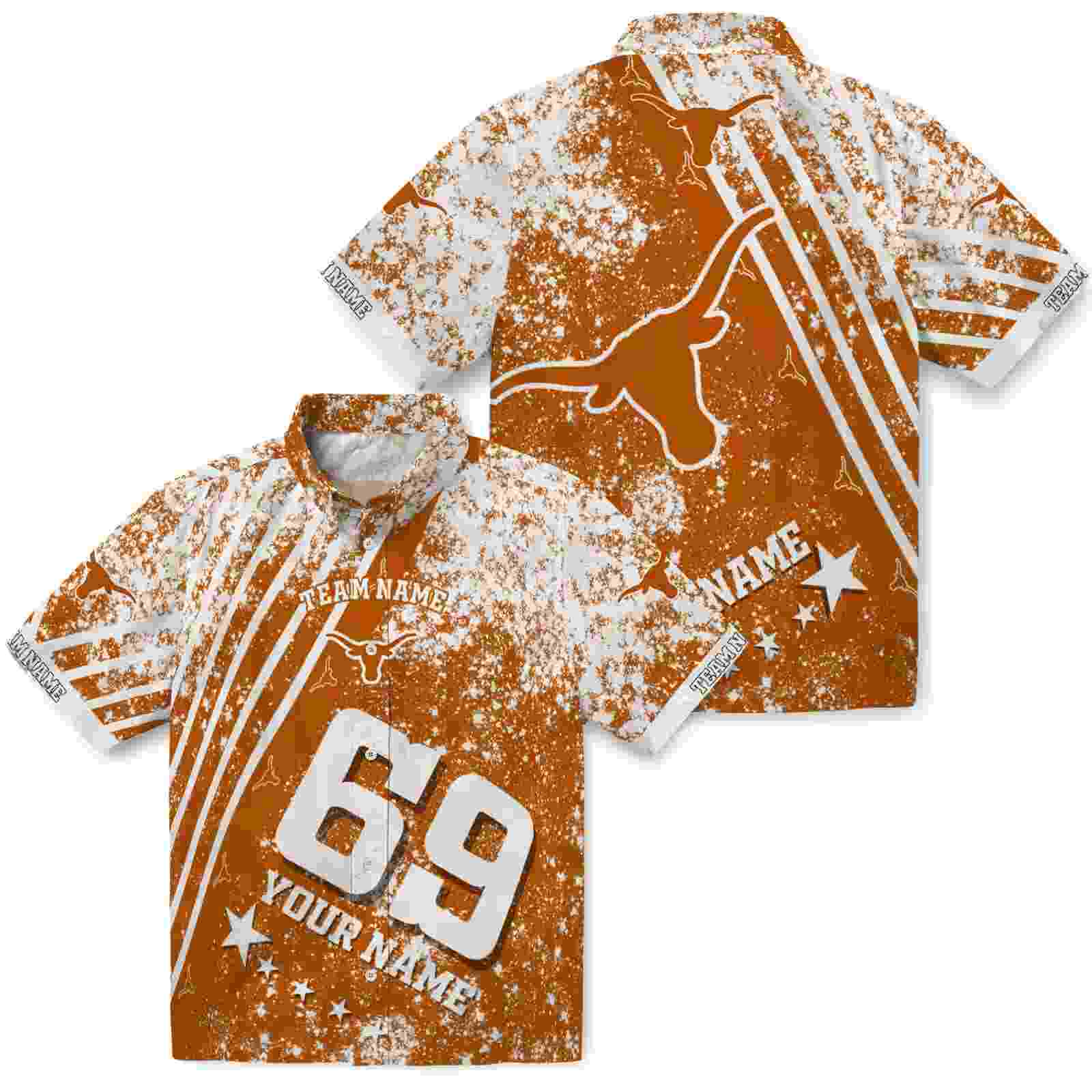 customized texas longhorns star stripes orange hawaiian shirt high quality