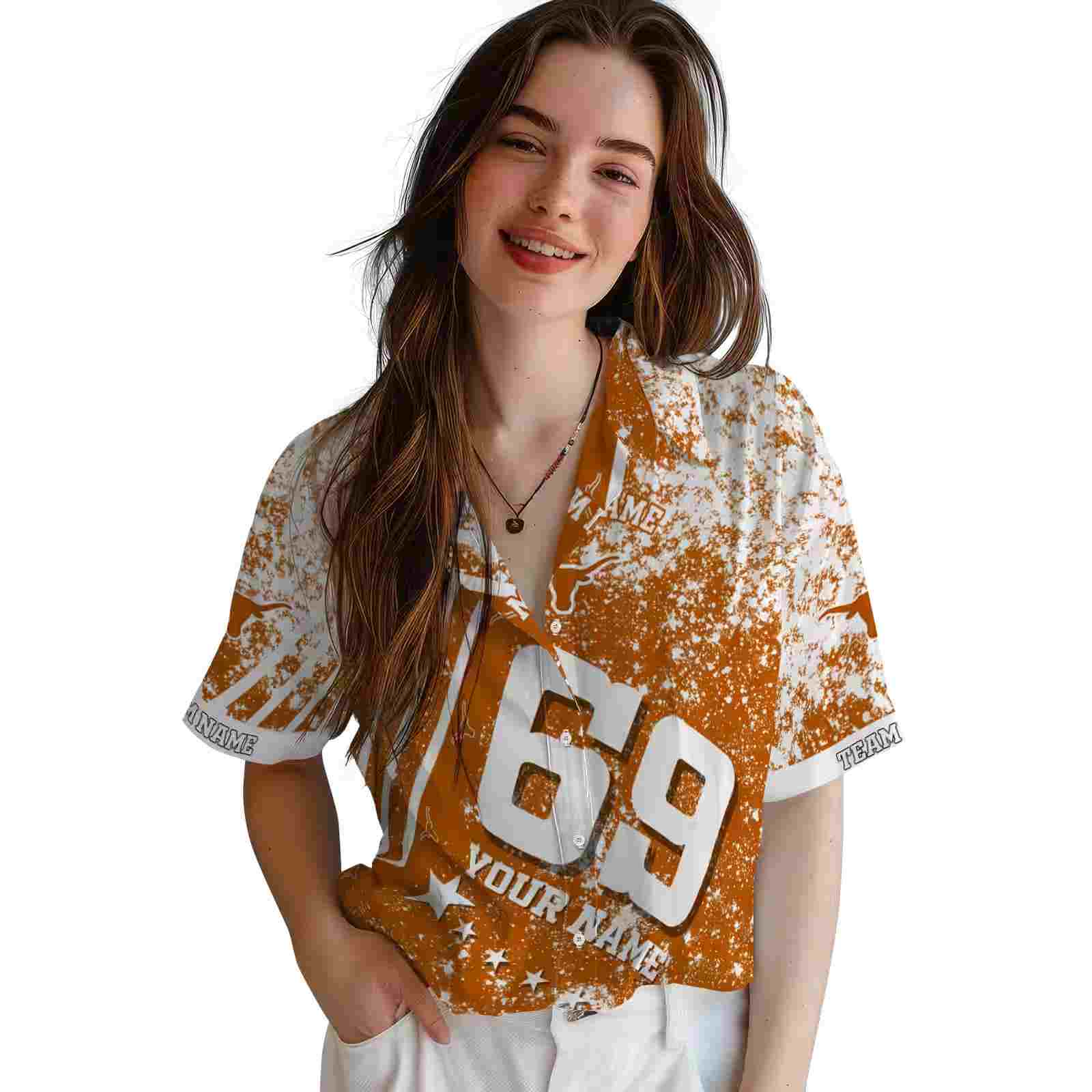 customized texas longhorns star stripes orange hawaiian shirt latest model