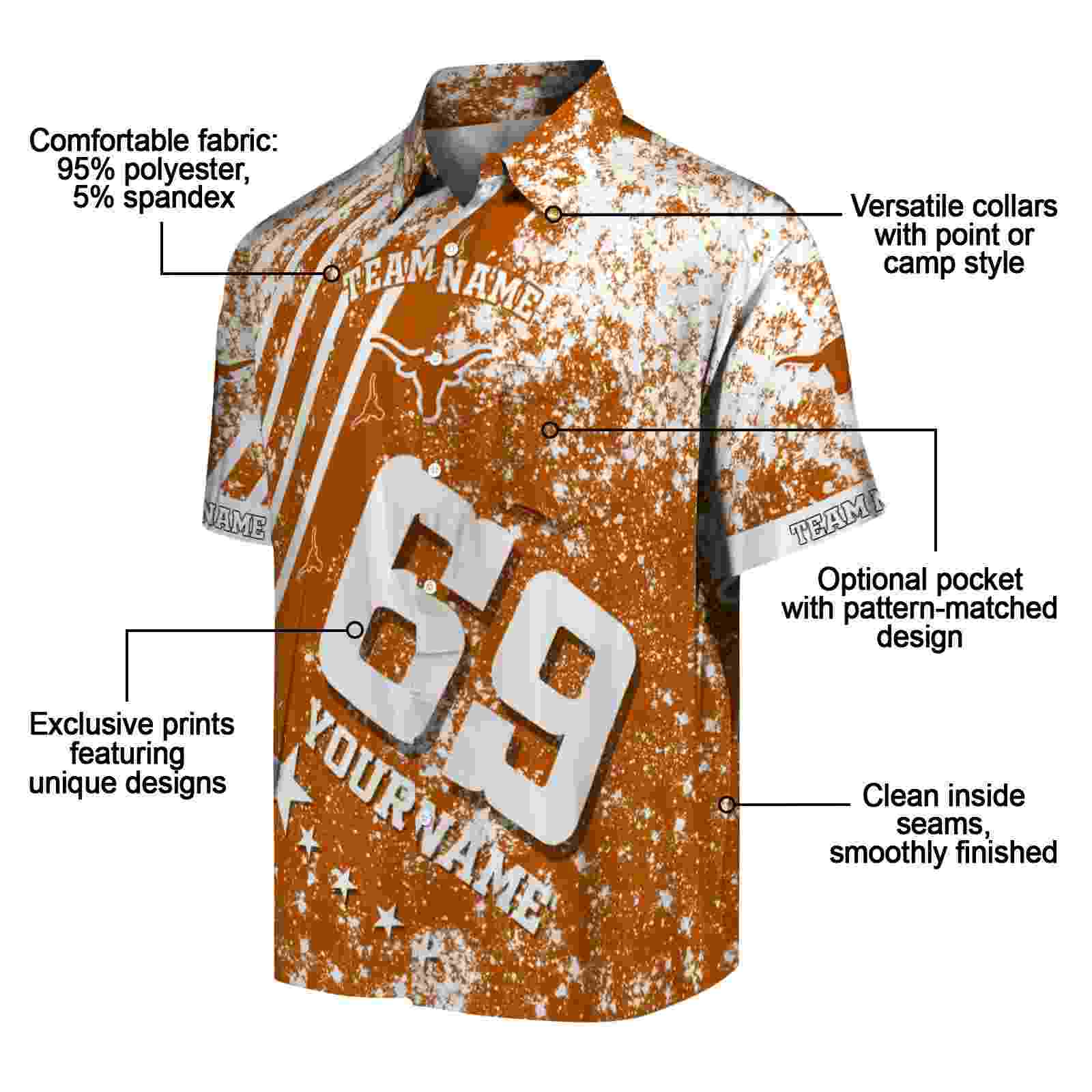 customized texas longhorns star stripes orange hawaiian shirt new arrival