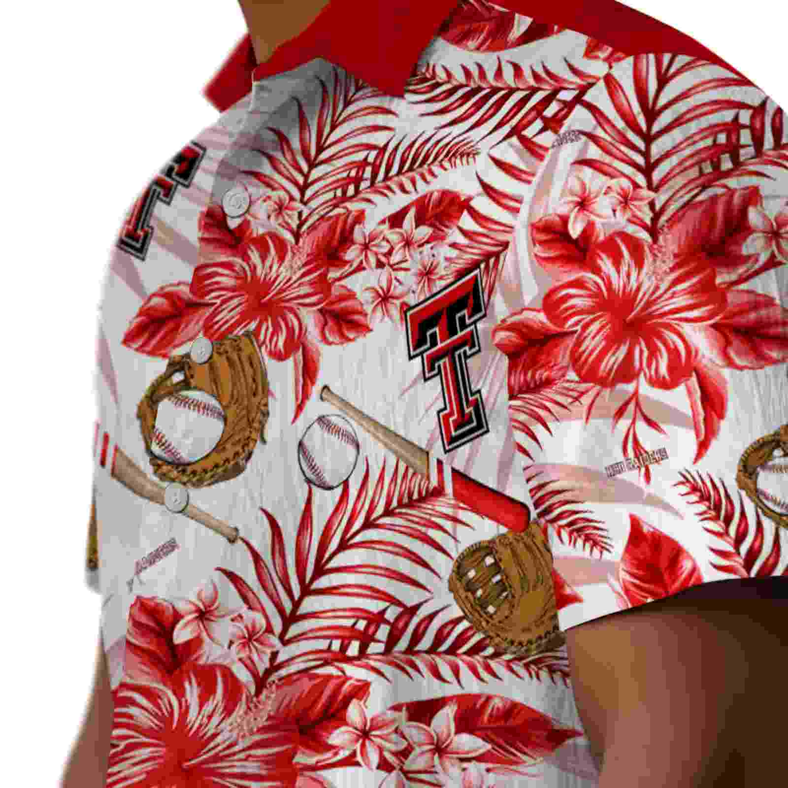 customized texas tech red raiders floral baseball red white hawaiian shirt trendy