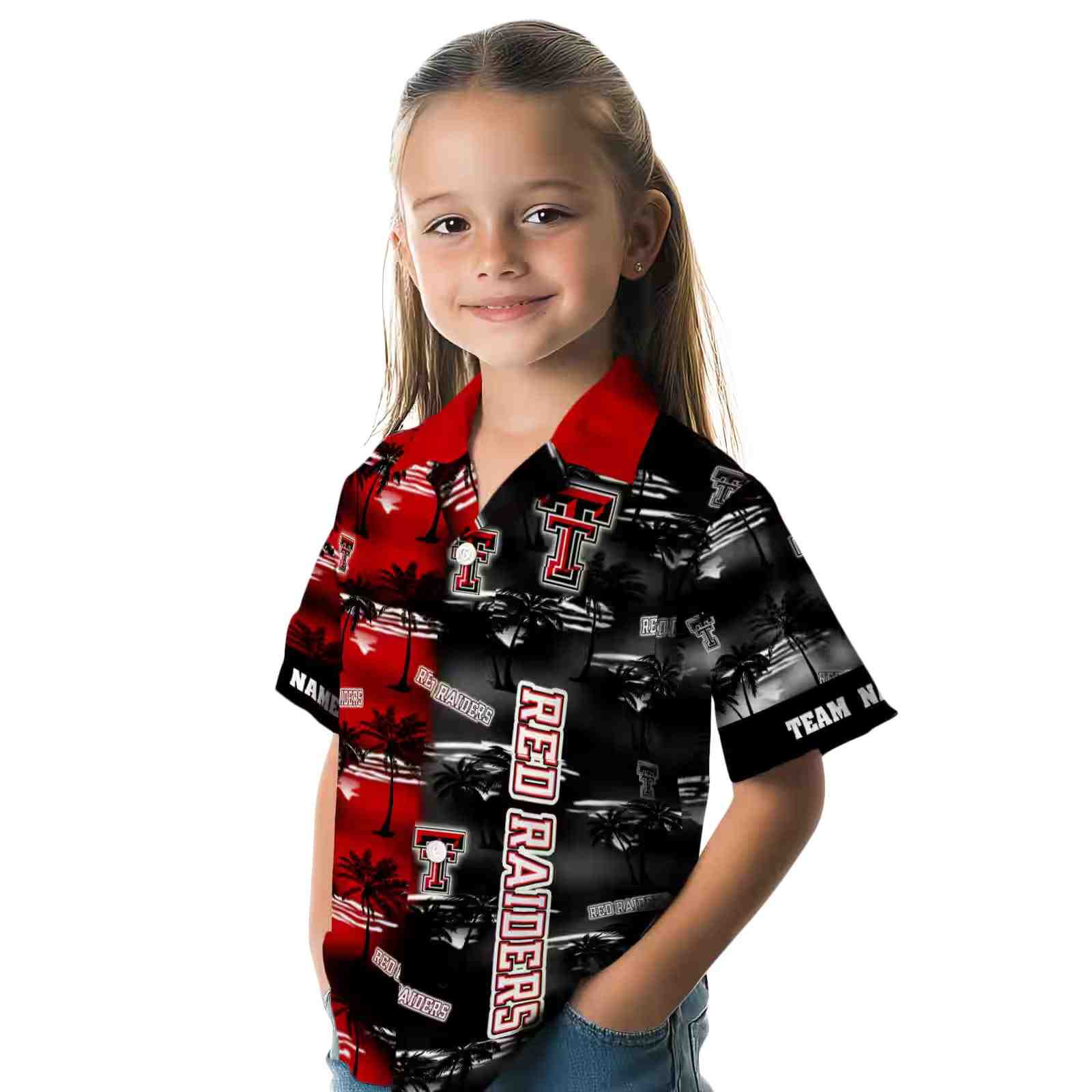 customized texas tech red raiders palm silhouettes red hawaiian shirt premium grade