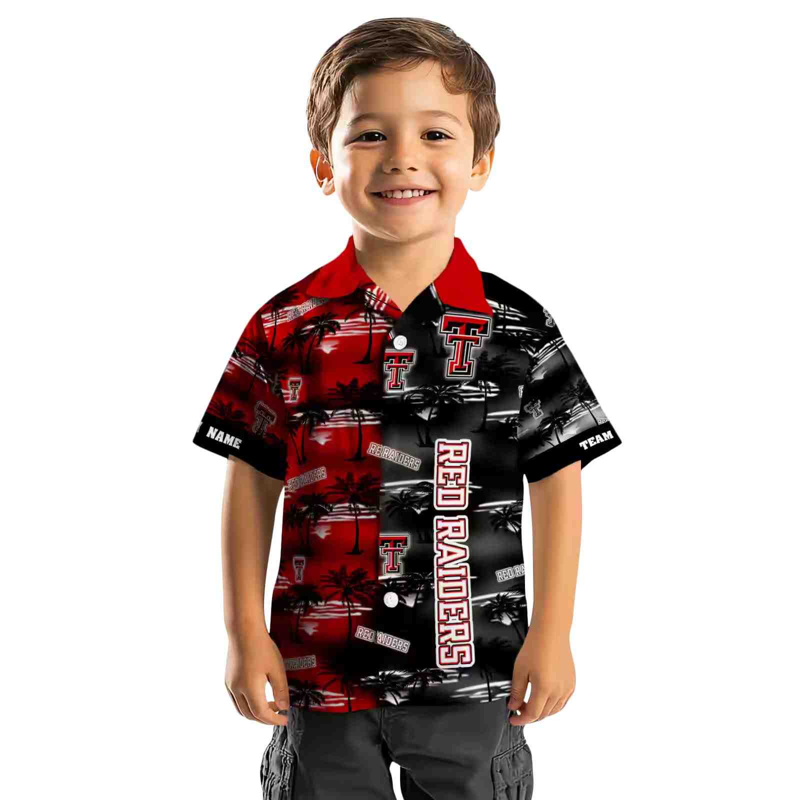 customized texas tech red raiders palm silhouettes red hawaiian shirt top rated