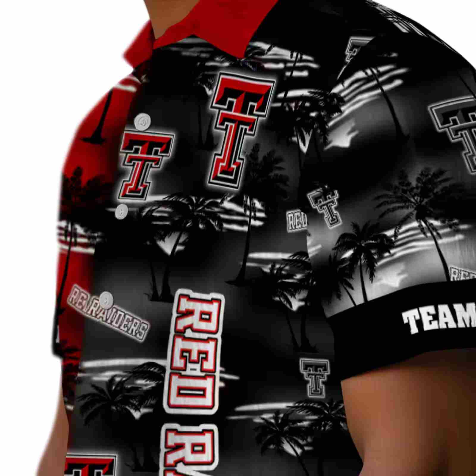 customized texas tech red raiders palm silhouettes red hawaiian shirt trendy