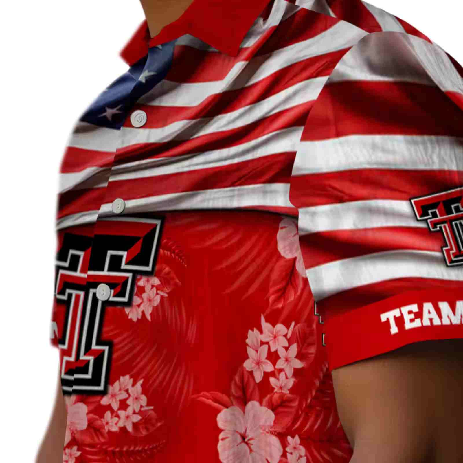 customized texas tech red raiders us flag hibiscus red hawaiian shirt trendy