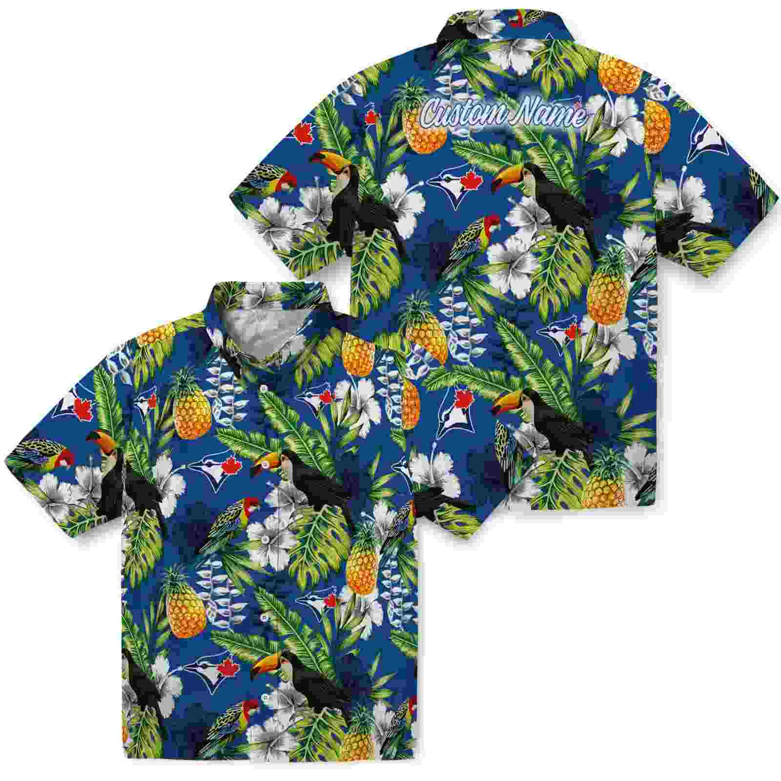 customized toronto blue jays tropical toucan blue green hawaiian shirt high quality