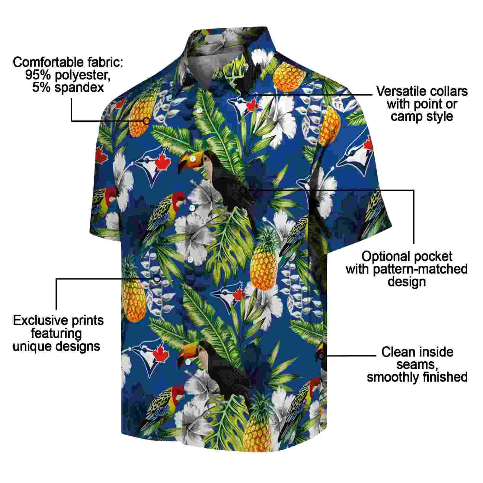 customized toronto blue jays tropical toucan blue green hawaiian shirt new arrival