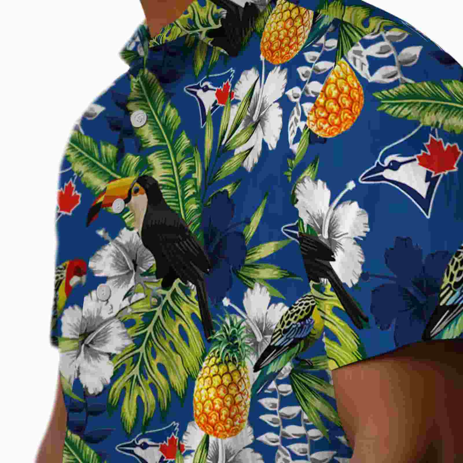 customized toronto blue jays tropical toucan blue green hawaiian shirt trendy