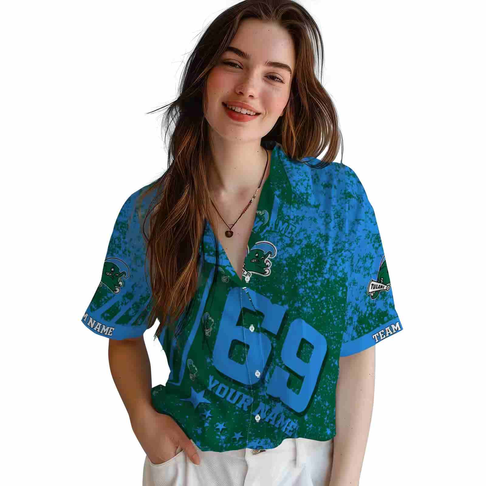 customized tulane green wave star stripes green hawaiian shirt latest model