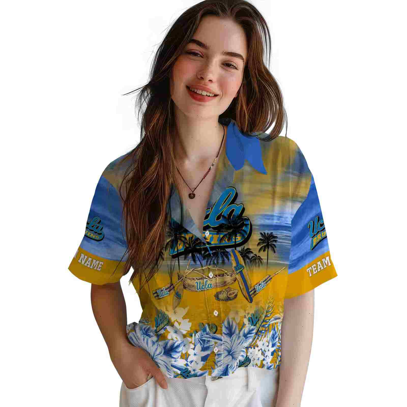 customized ucla bruins tropical canoe blue hawaiian shirt latest model