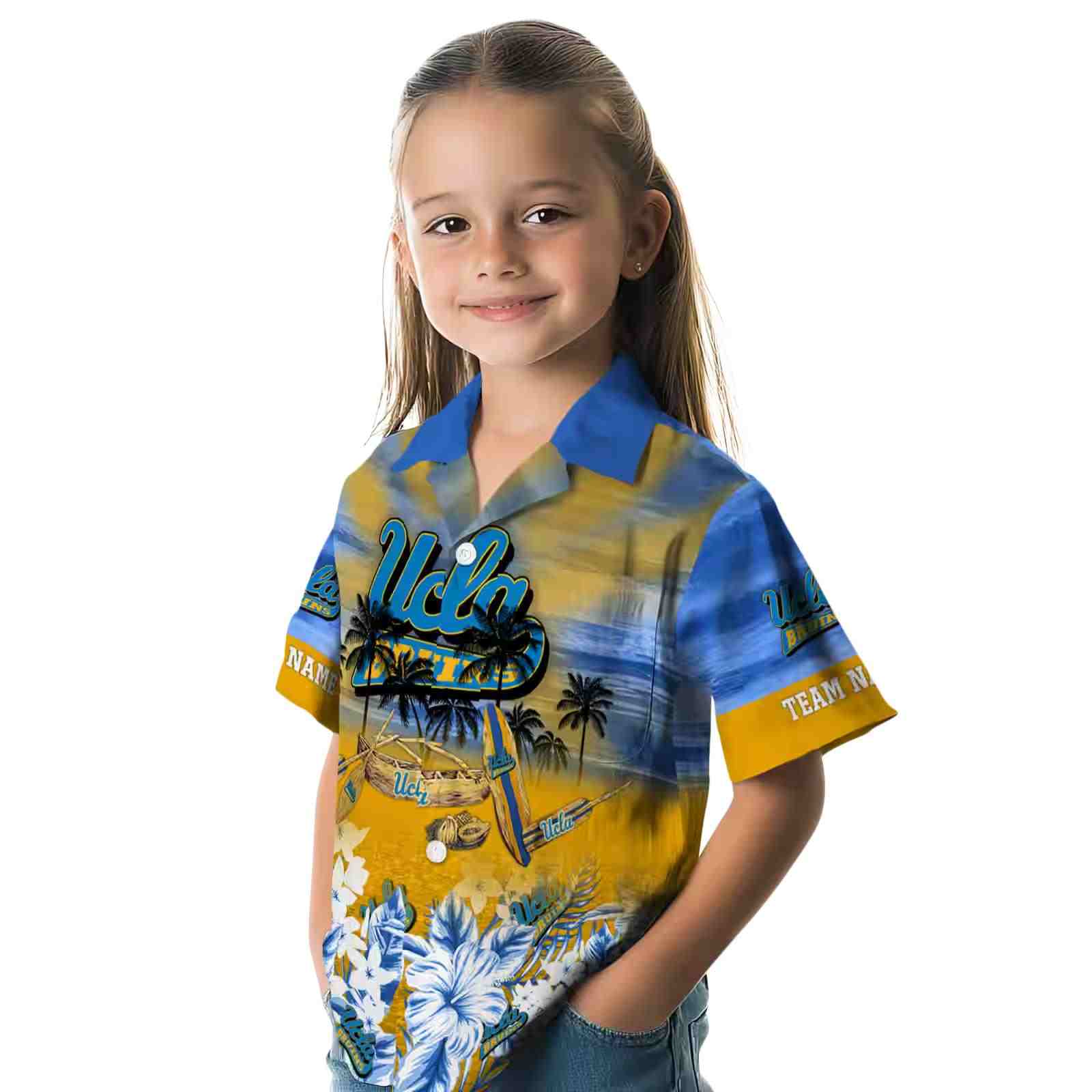 customized ucla bruins tropical canoe blue hawaiian shirt premium grade