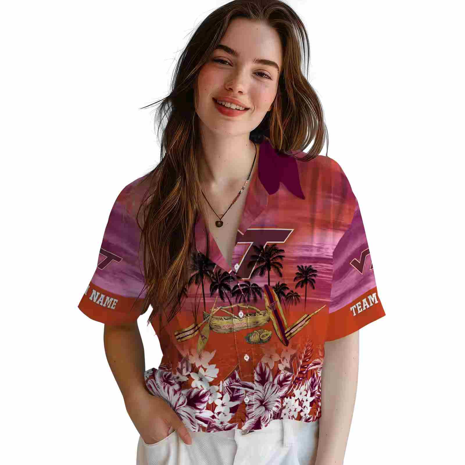 customized virginia tech hokies tropical canoe maroon hawaiian shirt latest model