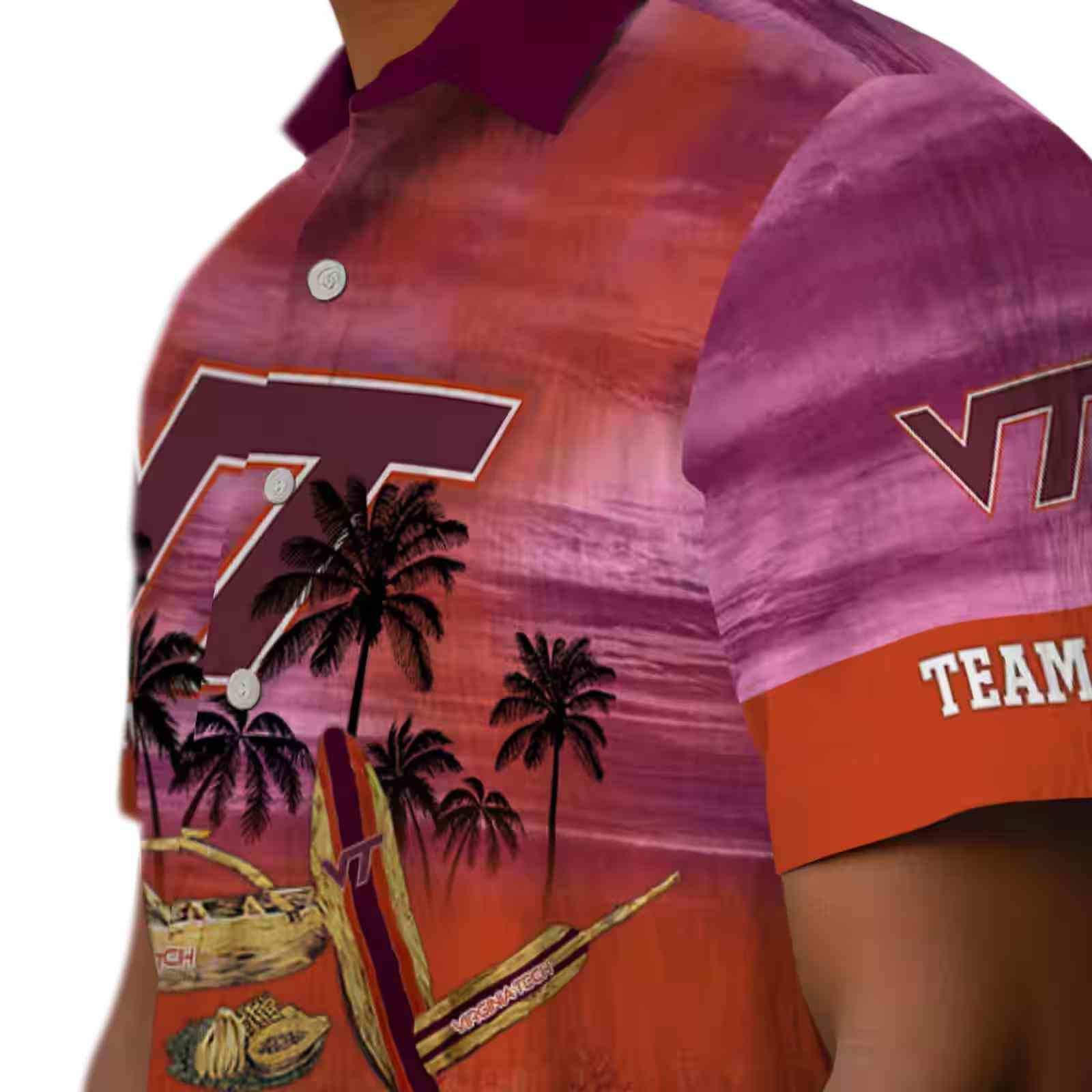 customized virginia tech hokies tropical canoe maroon hawaiian shirt trendy