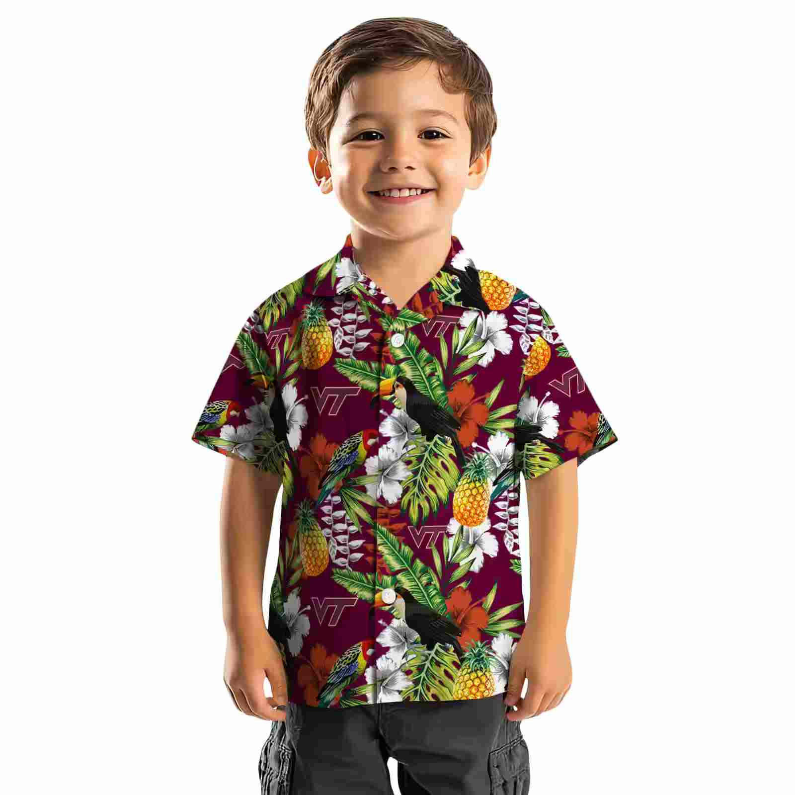 customized virginia tech hokies tropical toucan maroon green hawaiian shirt top rated