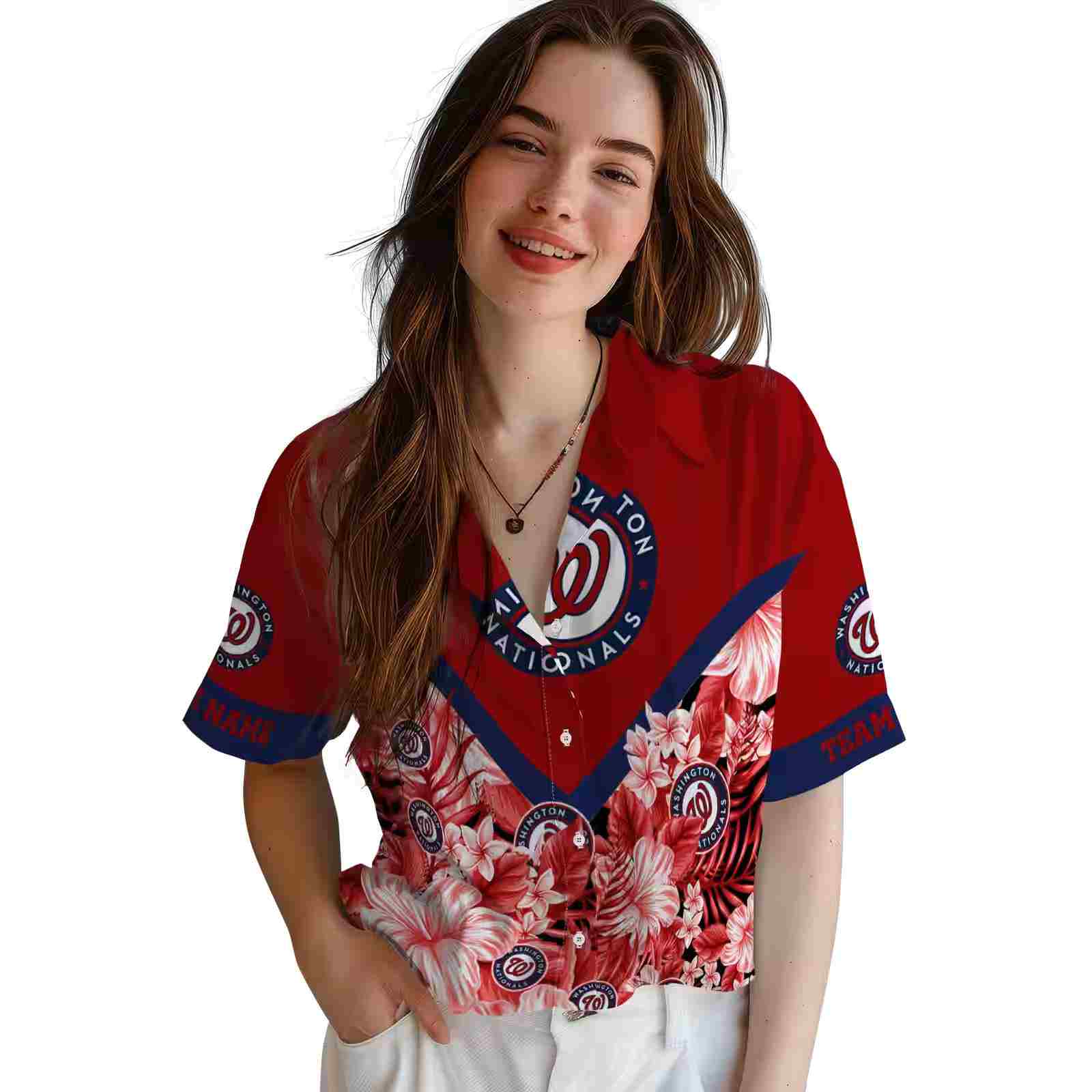 customized washington nationals floral chevron red hawaiian shirt latest model