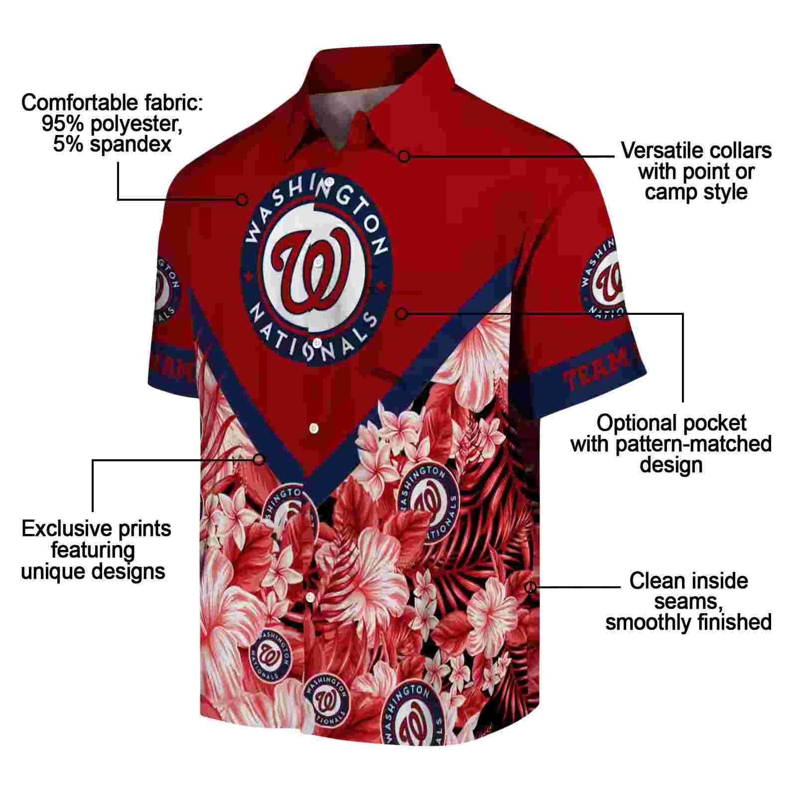 customized washington nationals floral chevron red hawaiian shirt new arrival