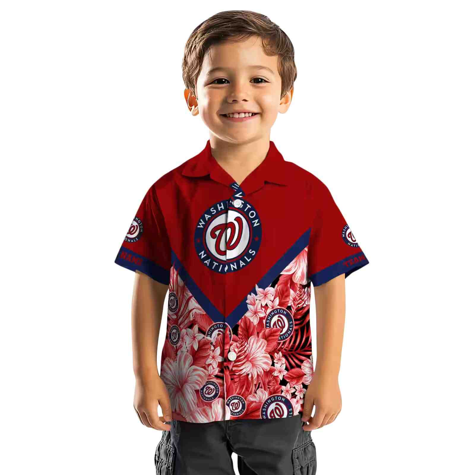 customized washington nationals floral chevron red hawaiian shirt top rated