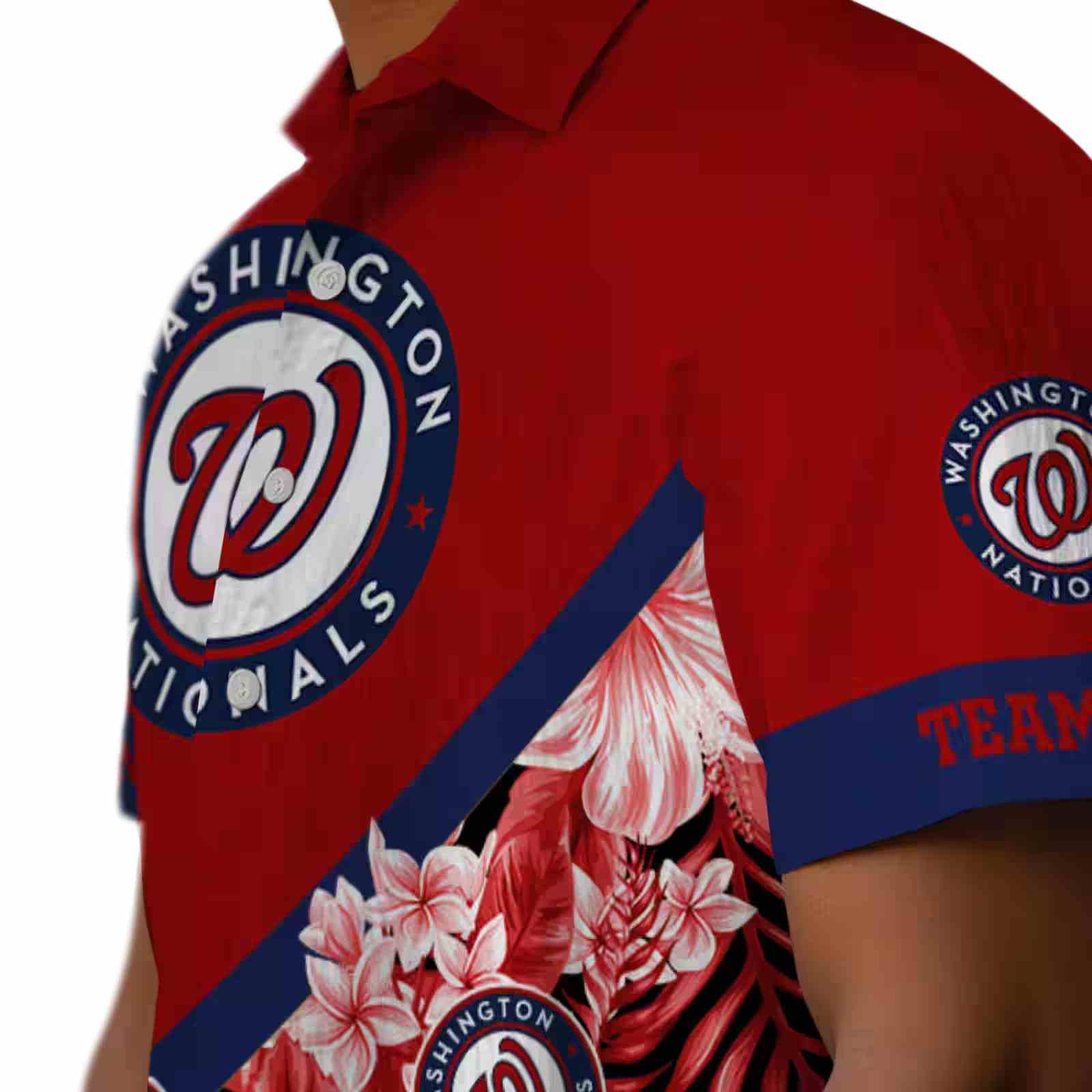 customized washington nationals floral chevron red hawaiian shirt trendy