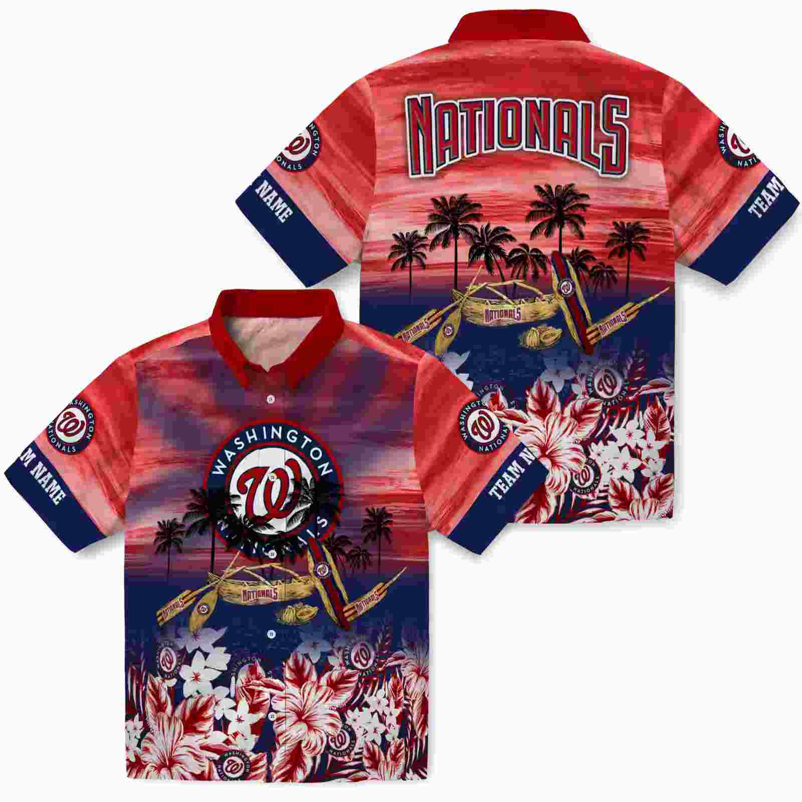 customized washington nationals tropical canoe red hawaiian shirt high quality