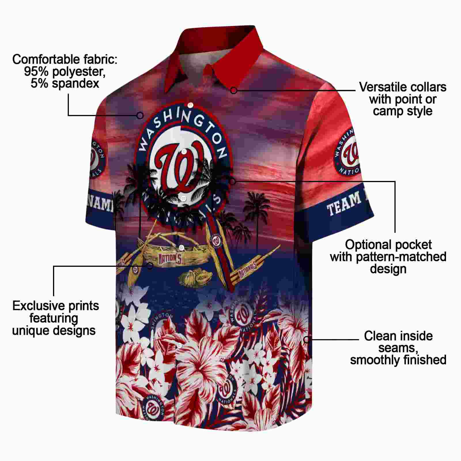 customized washington nationals tropical canoe red hawaiian shirt new arrival