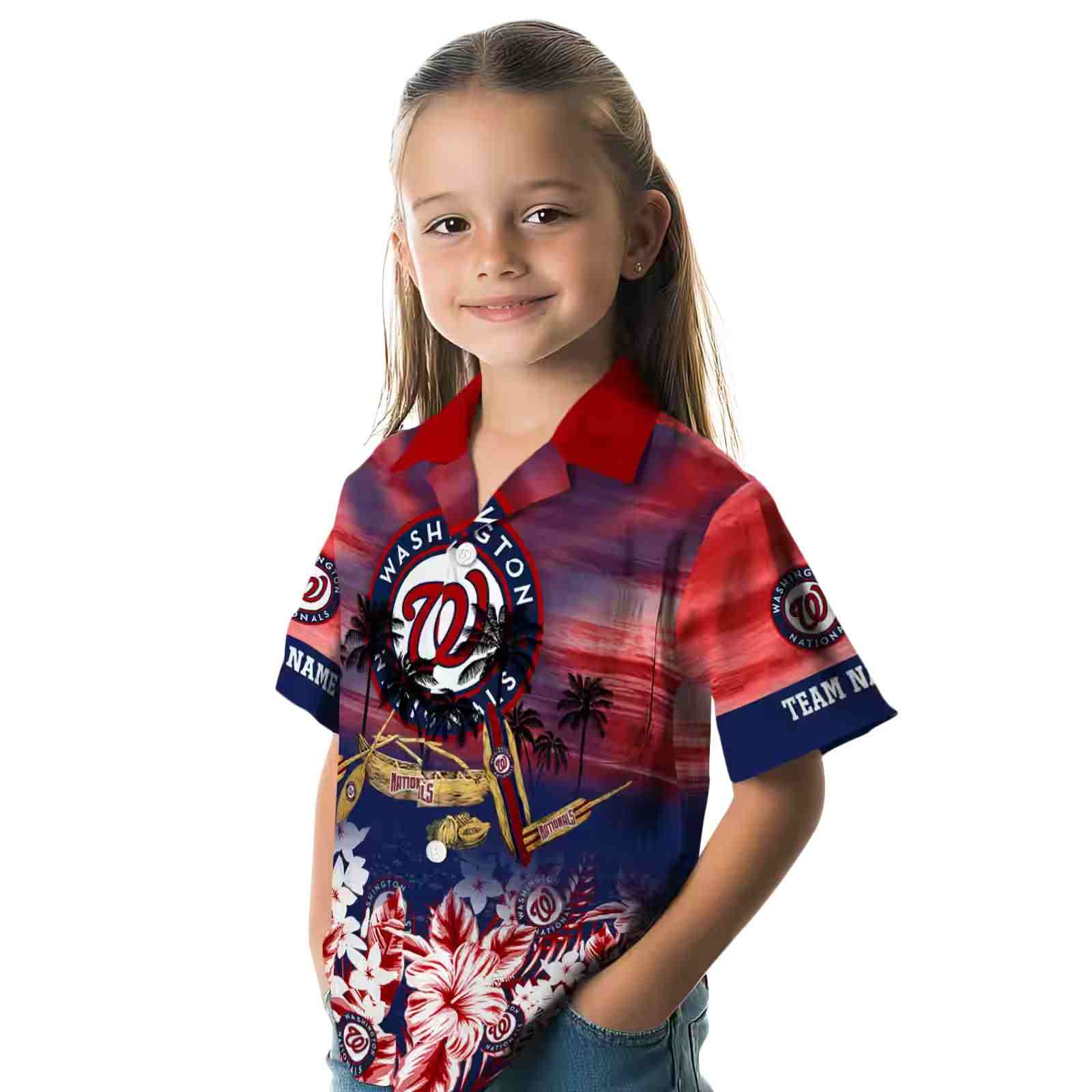 customized washington nationals tropical canoe red hawaiian shirt premium grade