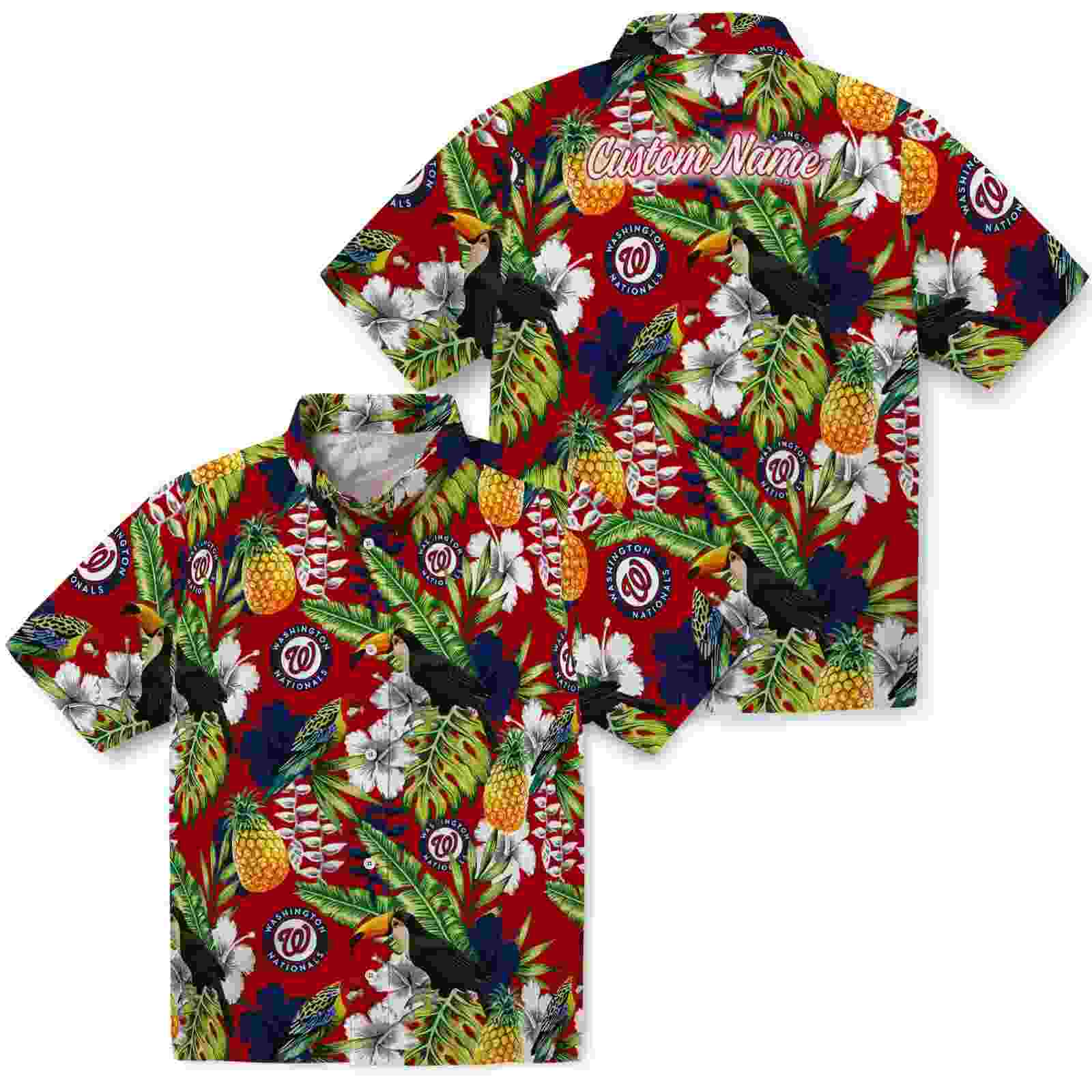 customized washington nationals tropical toucan red green hawaiian shirt high quality