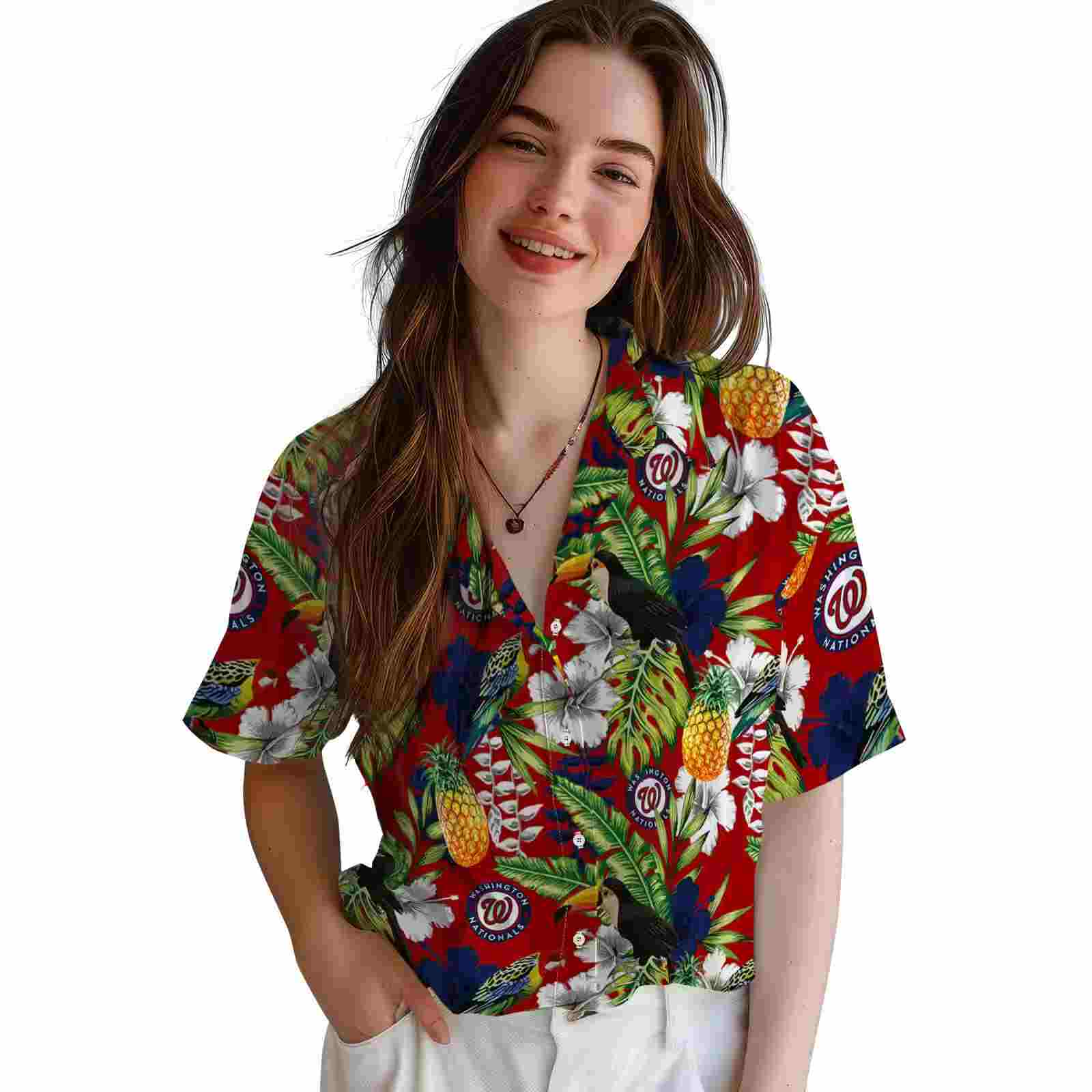 customized washington nationals tropical toucan red green hawaiian shirt latest model