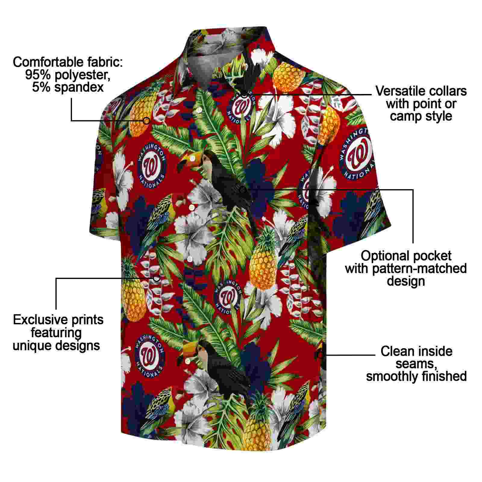 customized washington nationals tropical toucan red green hawaiian shirt new arrival