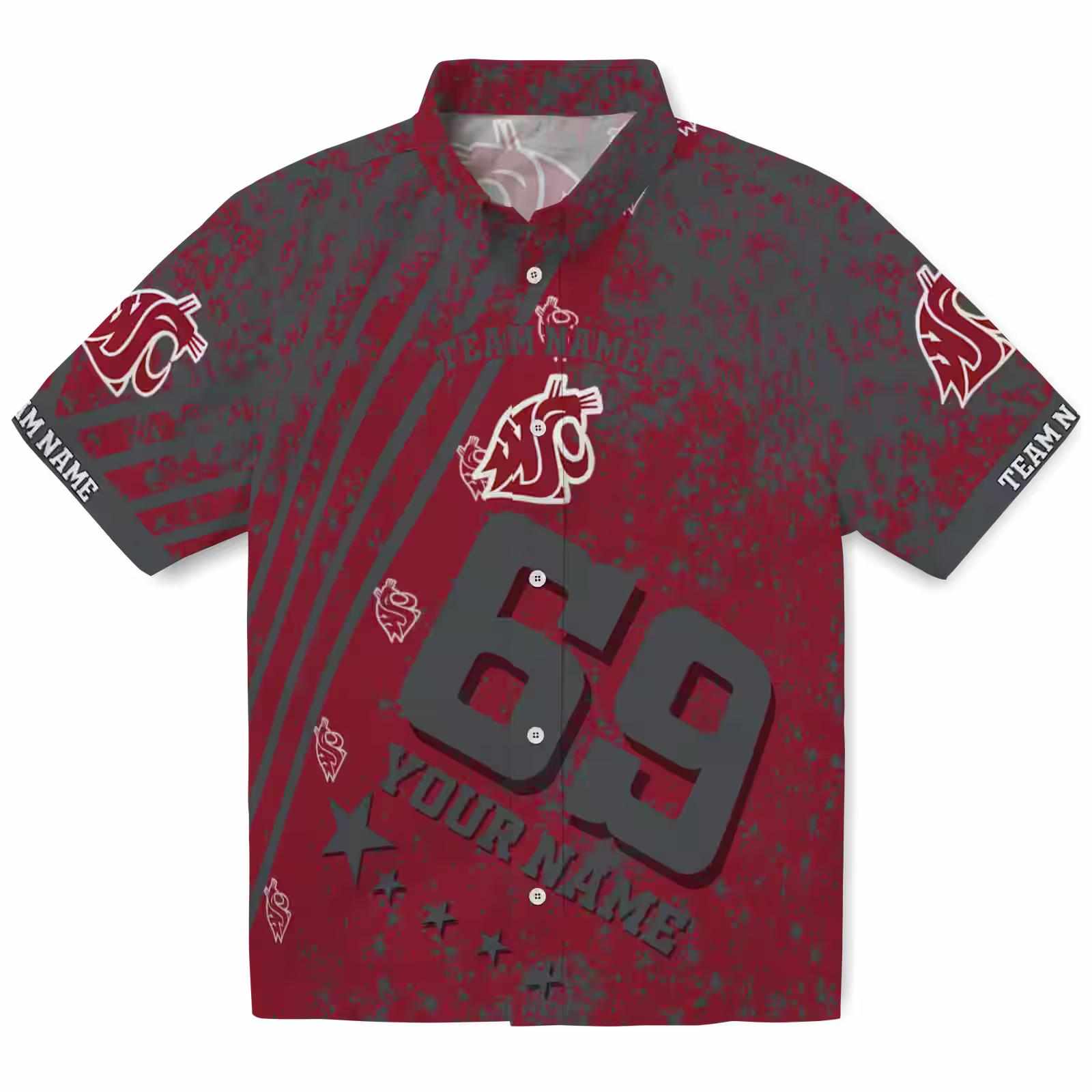 Customized Washington State Cougars Star Stripes Crimson Hawaiian Shirt