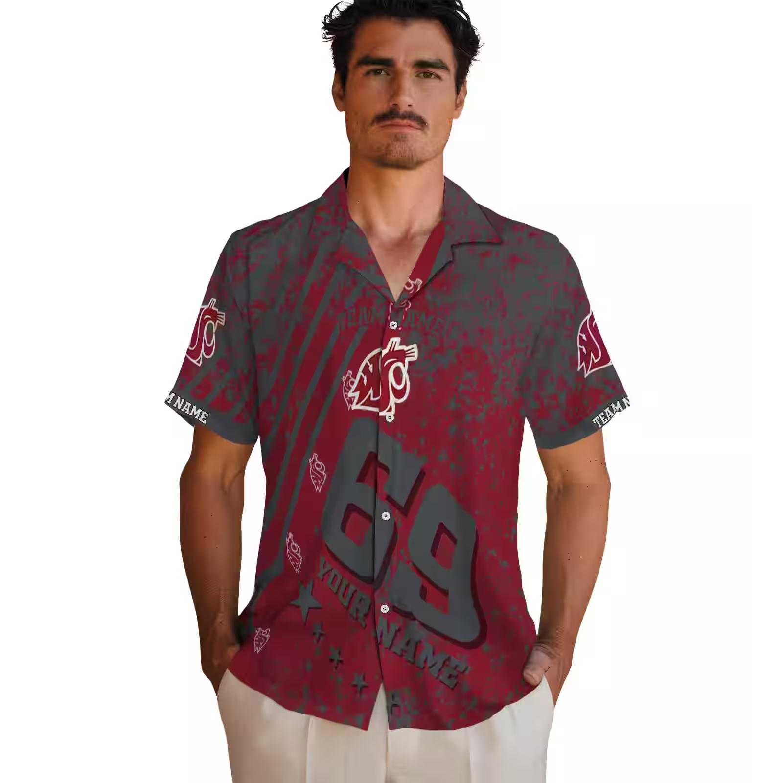 customized washington state cougars star stripes crimson hawaiian shirt fashion forward