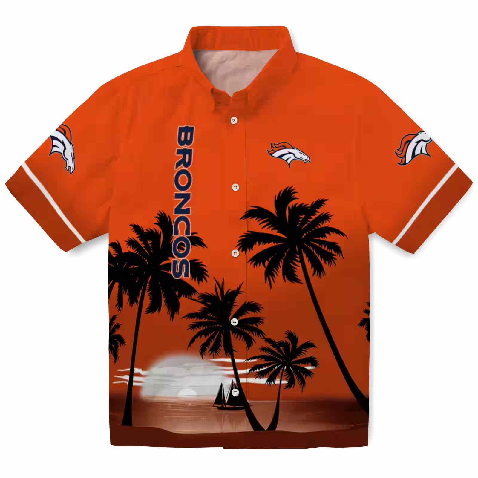 Denver Broncos Beach Sunset Orange Black Hawaiian Shirt