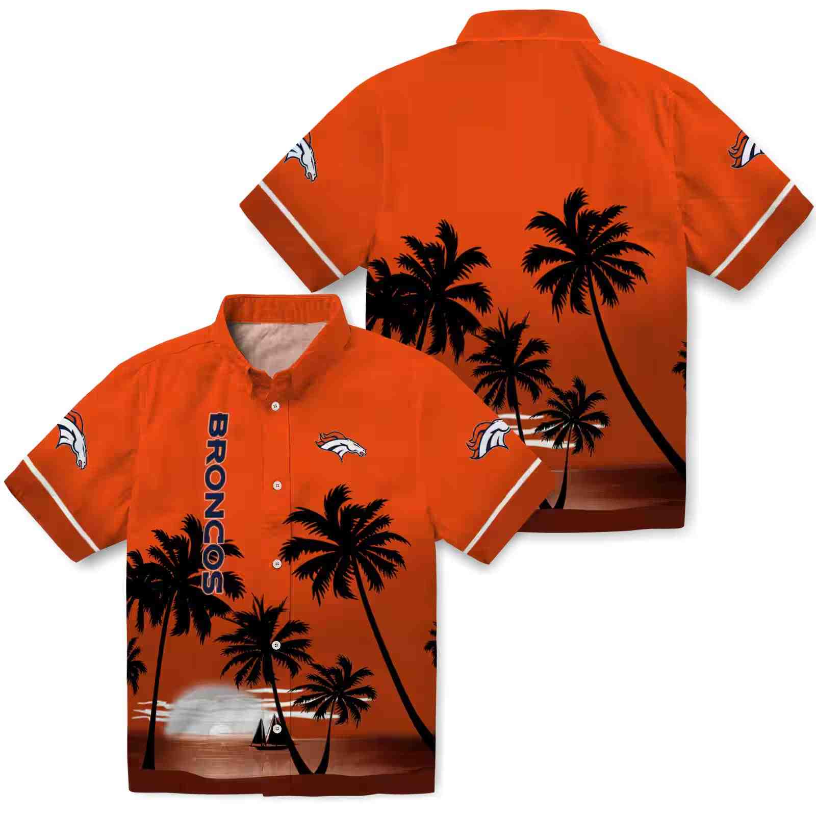 denver broncos beach sunset orange black hawaiian shirt high quality