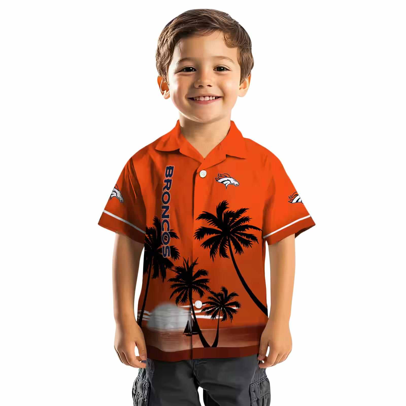 denver broncos beach sunset orange black hawaiian shirt top rated