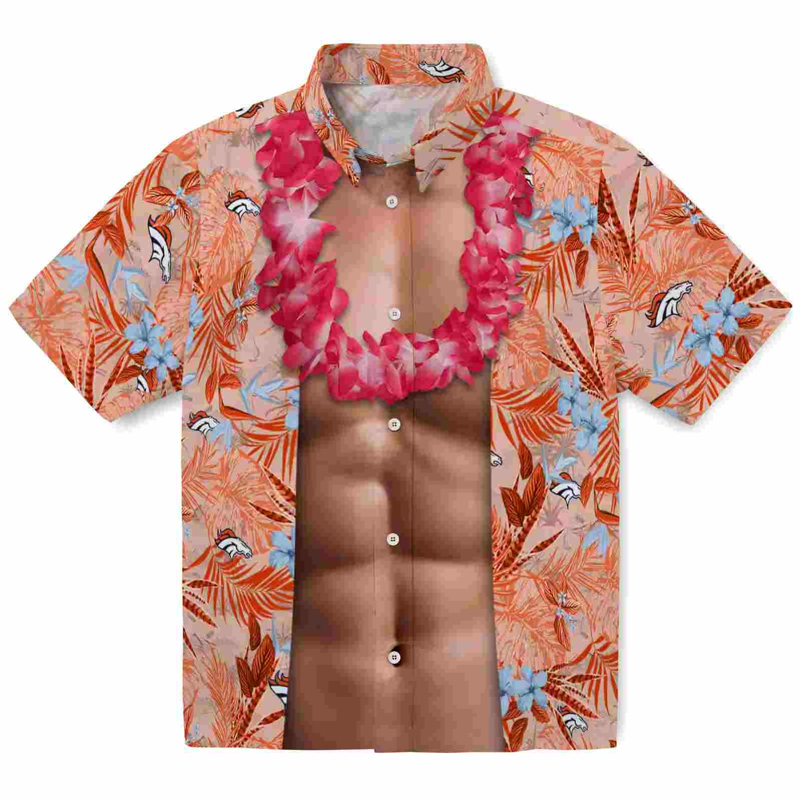 Denver Broncos Chest Illusion Orange Hawaiian Shirt