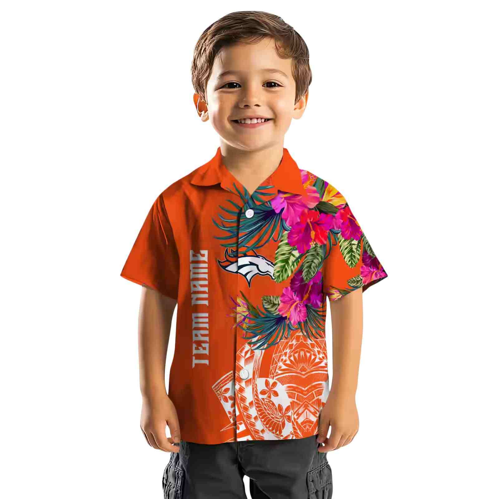 denver broncos floral polynesian orange hawaiian shirt top rated