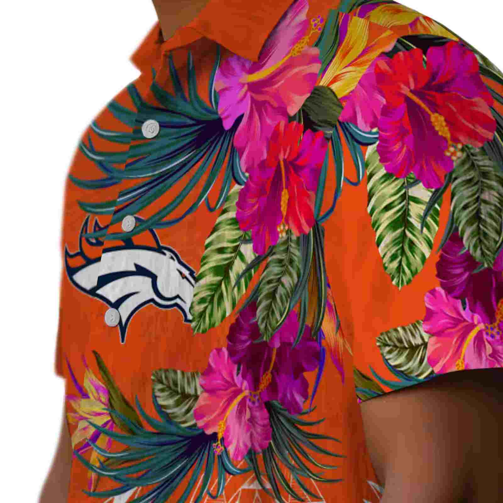 denver broncos floral polynesian orange hawaiian shirt trendy