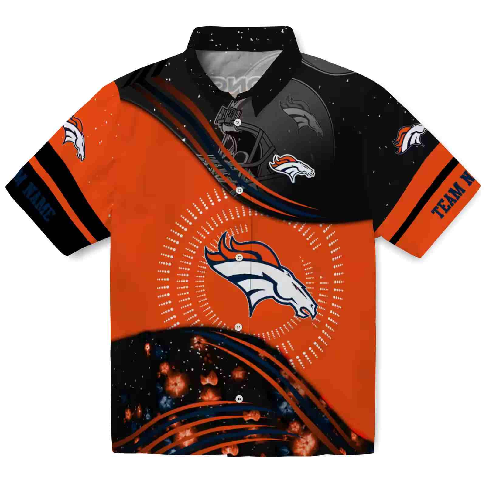 Denver Broncos Football Wave Orange Black Hawaiian Shirt