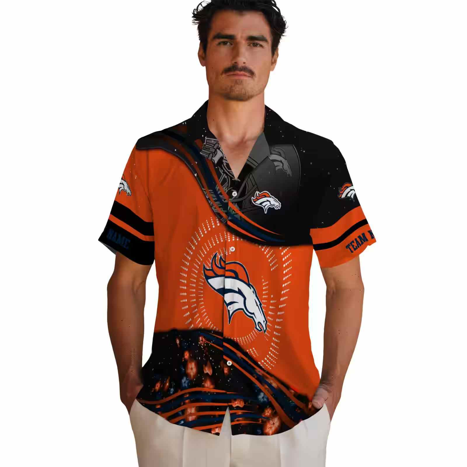 denver broncos football wave orange black hawaiian shirt fashion forward