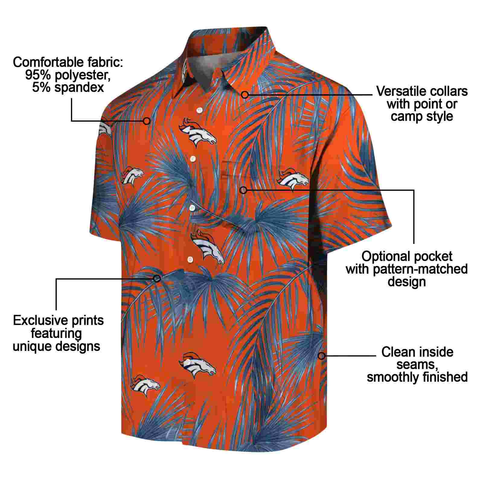 denver broncos leafy palms orange hawaiian shirt new arrival