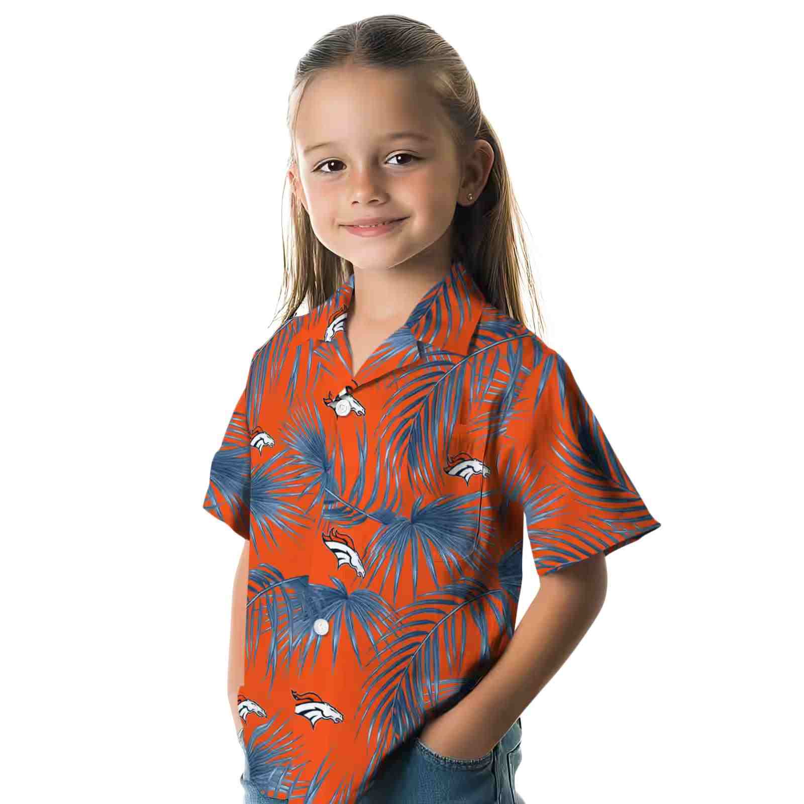 denver broncos leafy palms orange hawaiian shirt premium grade