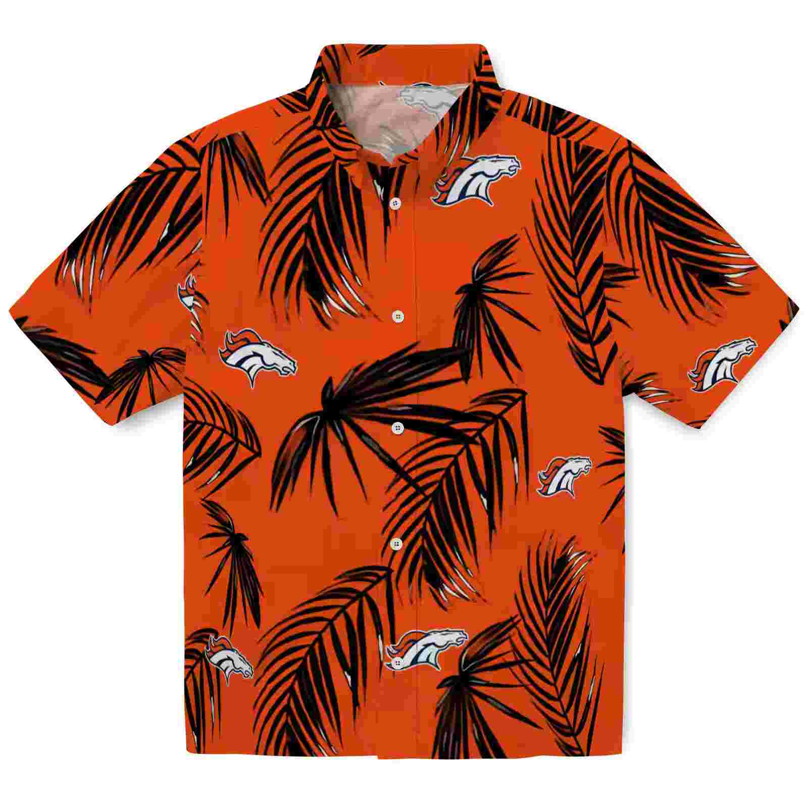 Denver Broncos Palm Leaf Orange Hawaiian Shirt