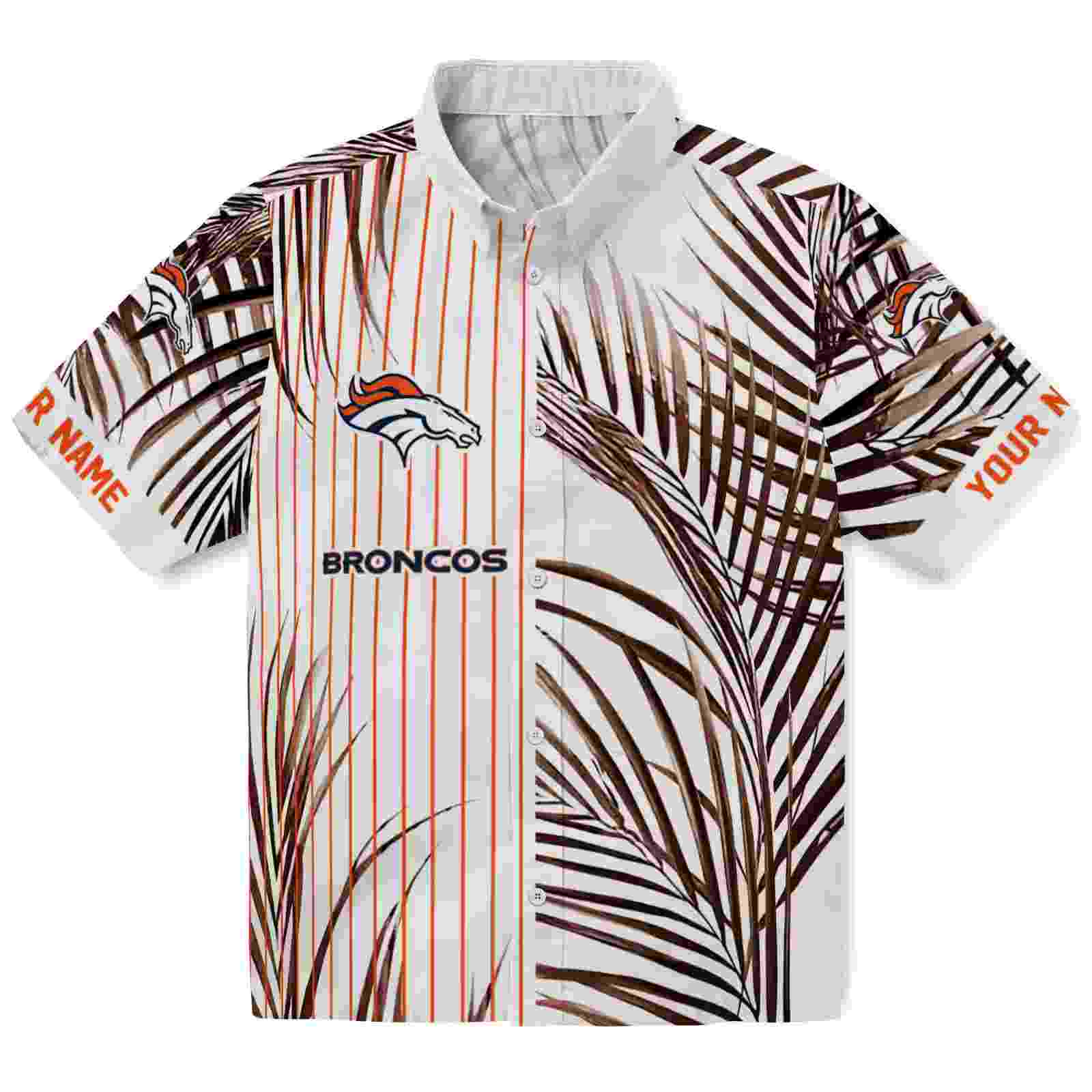 Denver Broncos Palm Stripes Orange Black White Hawaiian Shirt