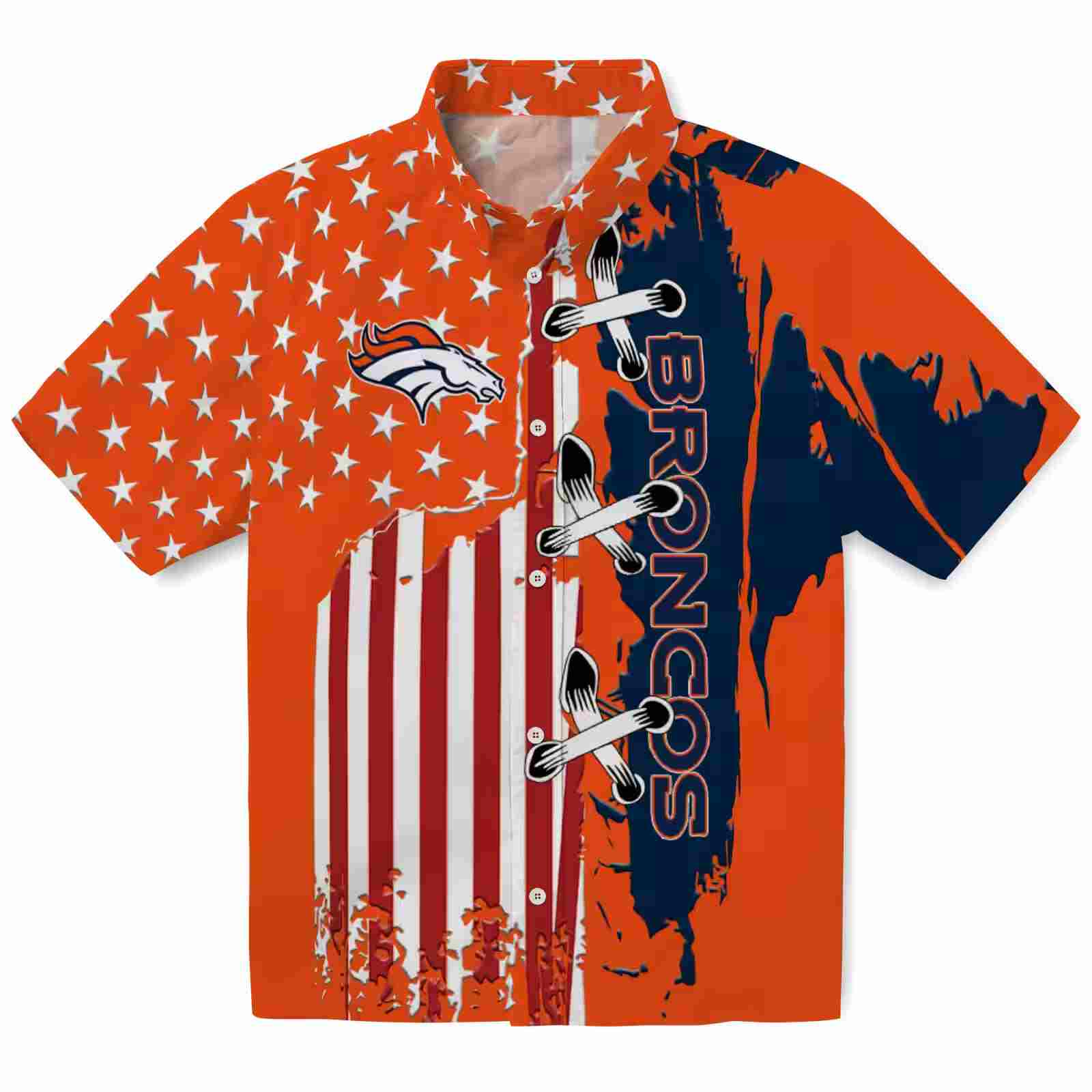 Denver Broncos Stitched Flag Orange Hawaiian Shirt