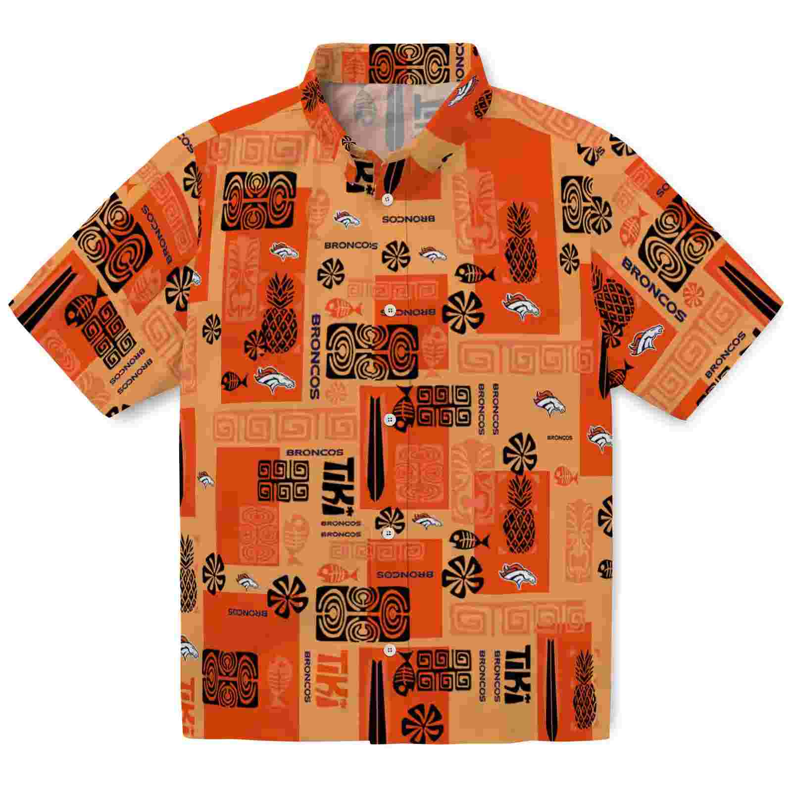 Denver Broncos Tribal Symbols Orange Hawaiian Shirt