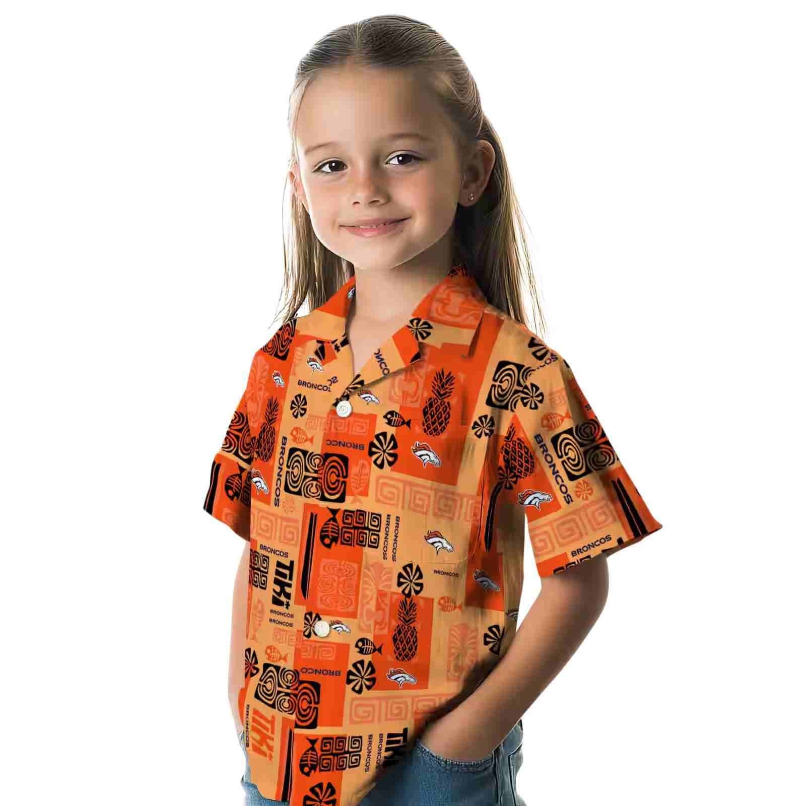 denver broncos tribal symbols orange hawaiian shirt premium grade