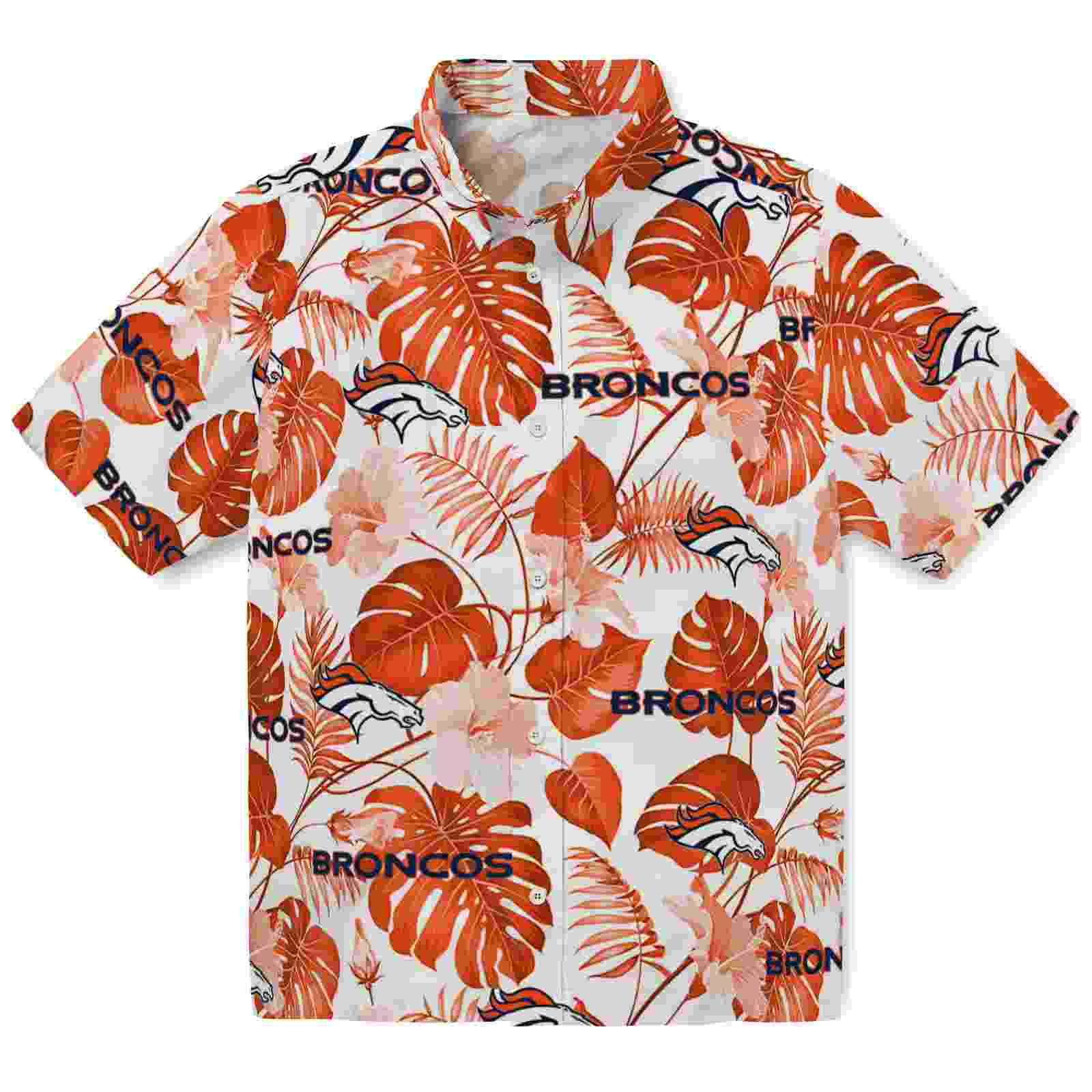 Denver Broncos Tropical Plants Orange White Hawaiian Shirt