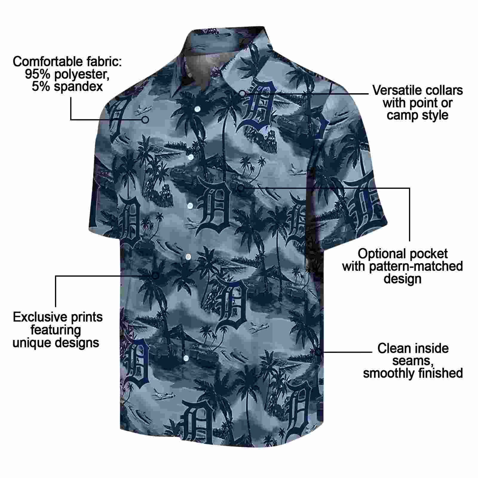 detroit tigers coastal palms navy hawaiian shirt new arrival