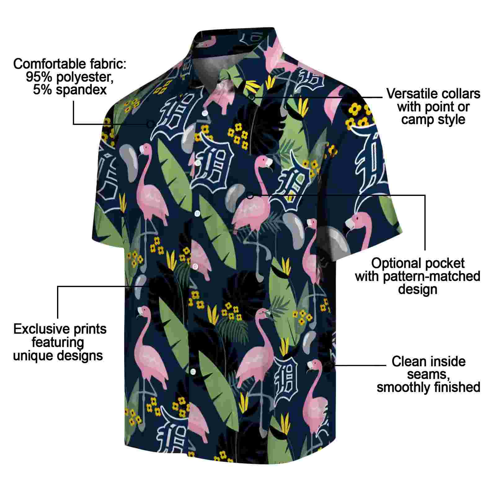 detroit tigers flamingo leaves navy hawaiian shirt new arrival