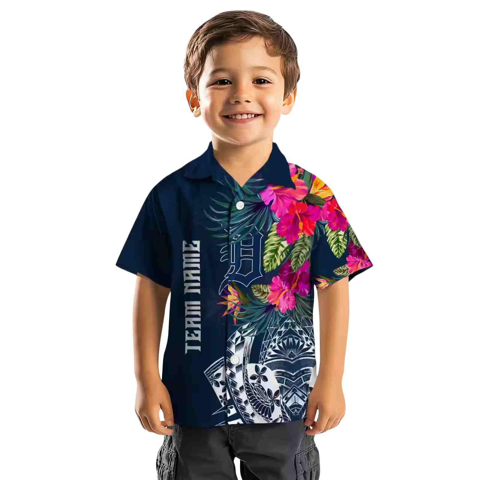 detroit tigers floral polynesian navy hawaiian shirt top rated