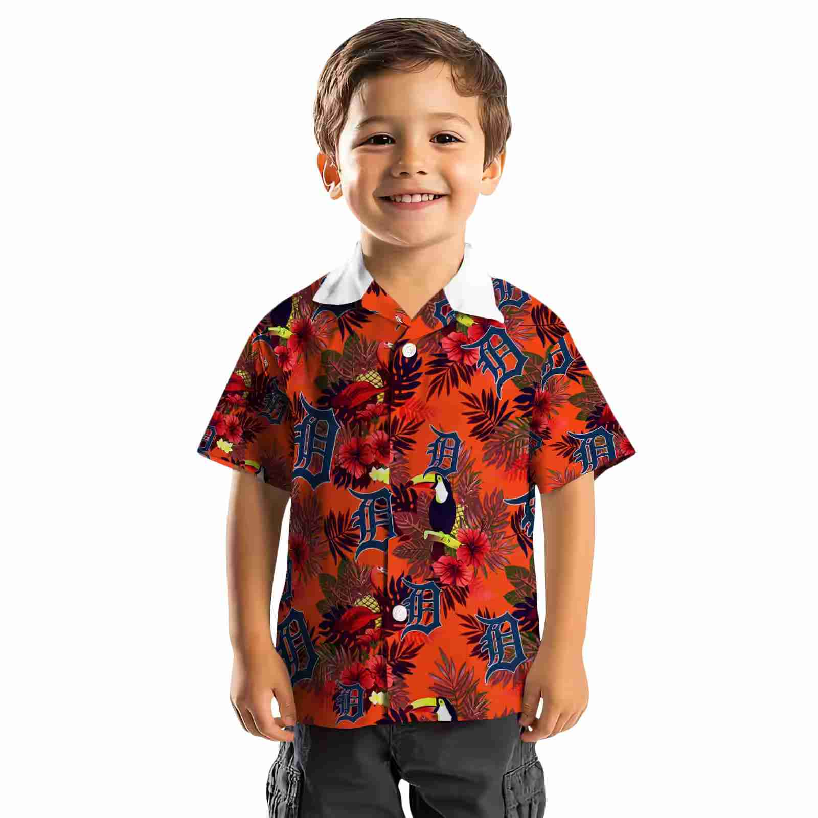 detroit tigers floral toucan navy red hawaiian shirt top rated