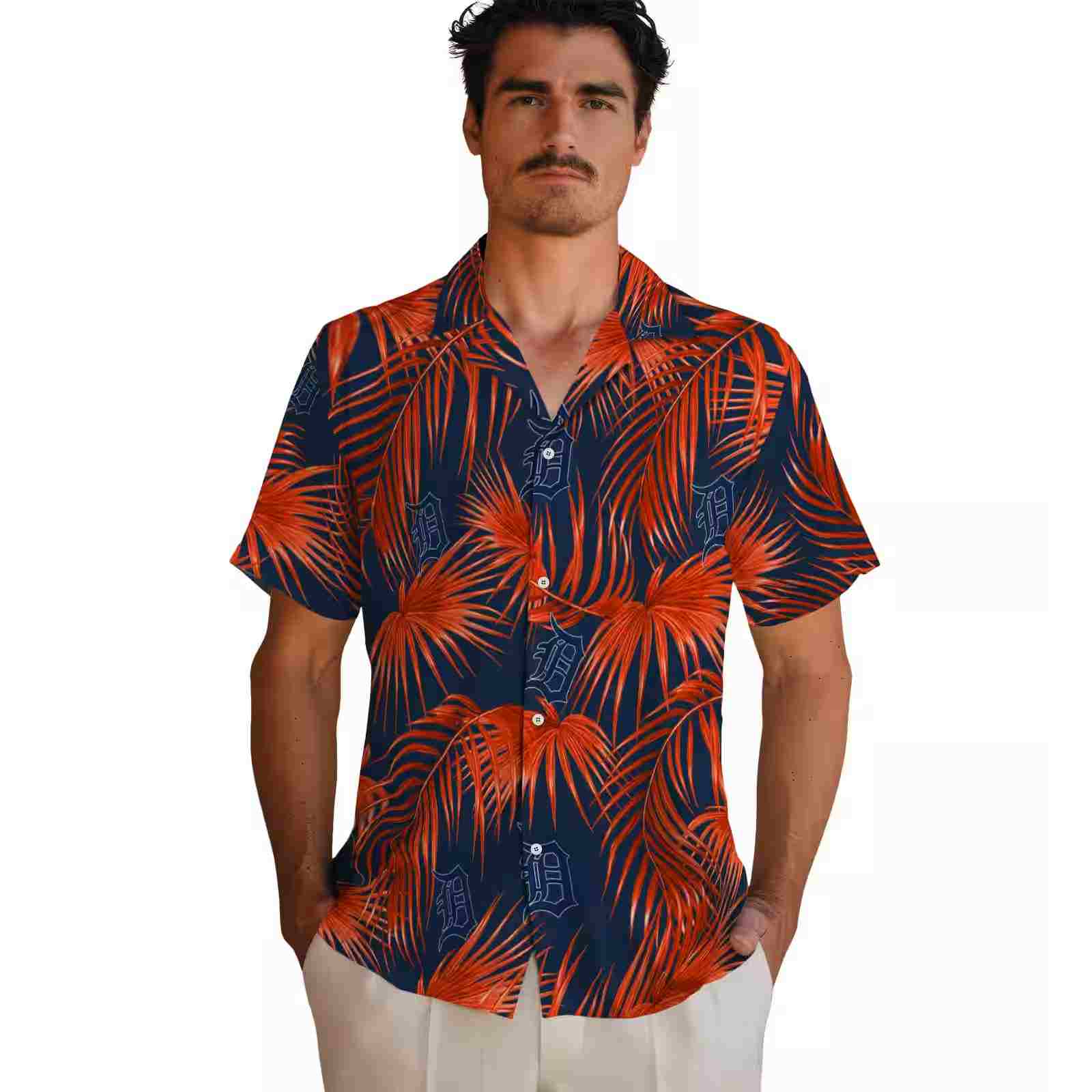 detroit tigers leafy palms navy hawaiian shirt fashion forward